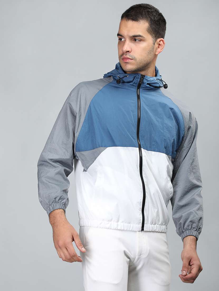 men color block long sleeve bomber jacket