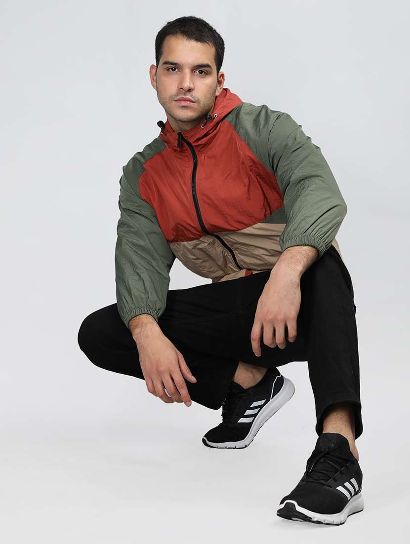 men color block long sleeve bomber jacket - 21640059 - Standard Image - 4