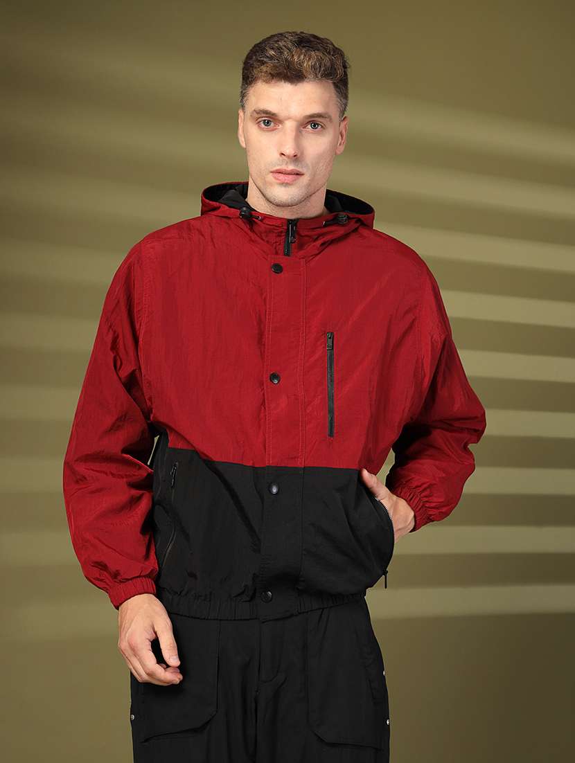 men color block long sleeve bomber jacket