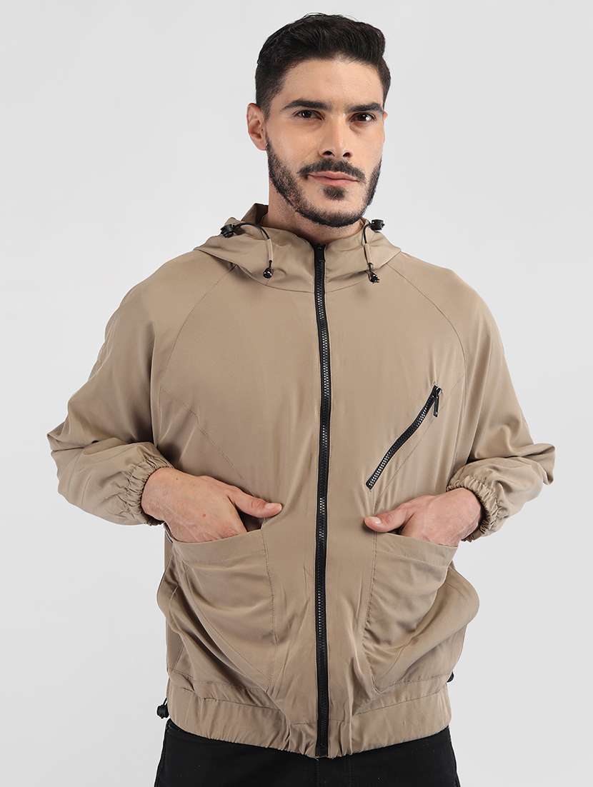 men solid long sleeve bomber jacket