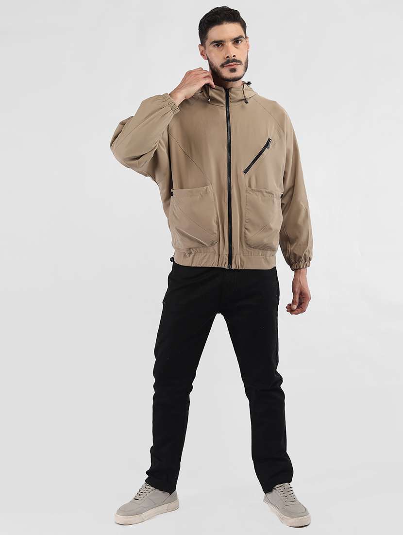 men solid long sleeve bomber jacket - 21640064 - Standard Image - 4