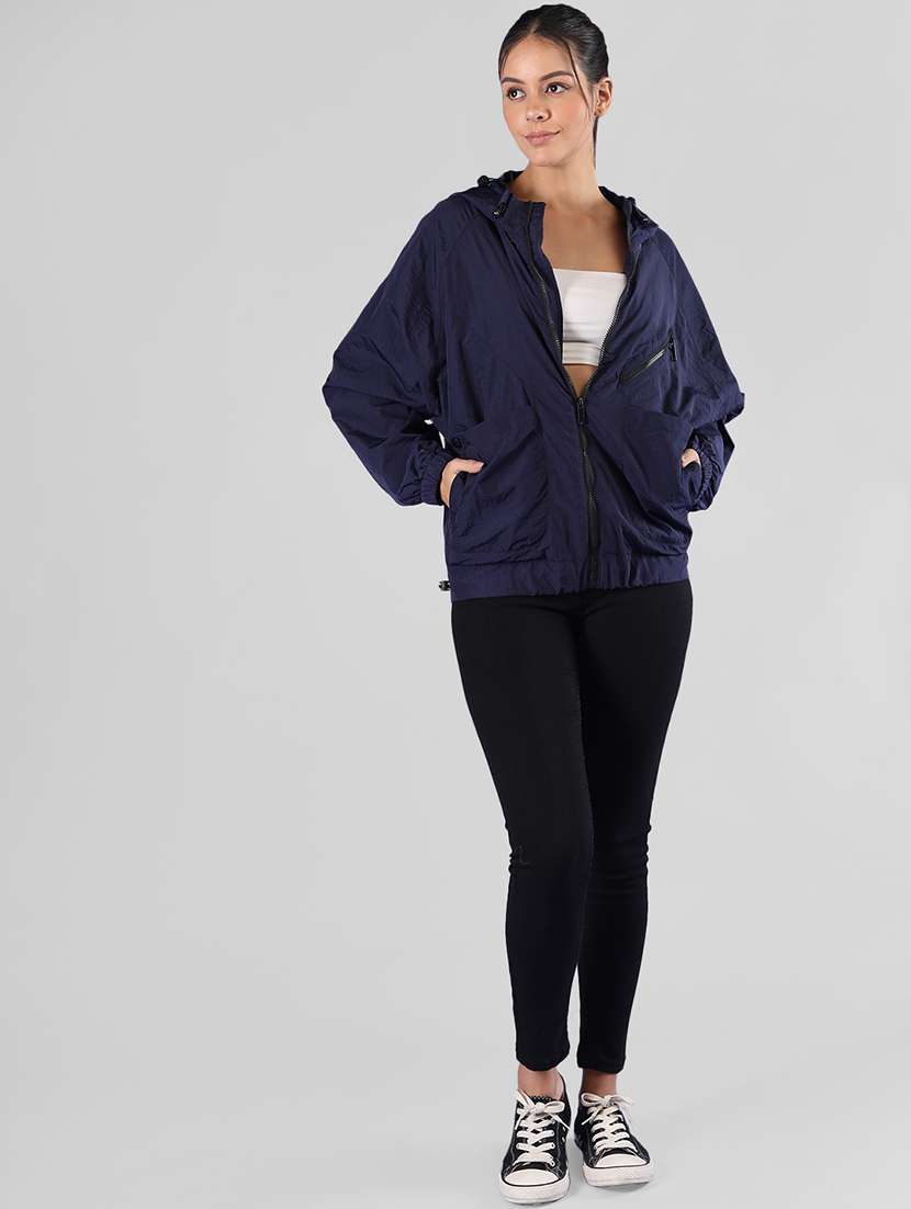 women plain long sleeve & hood neck jacket - 21640081 - Standard Image - 4