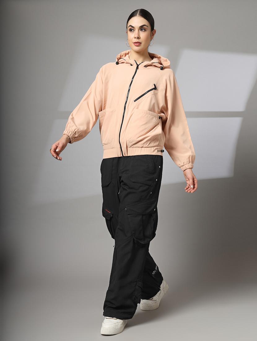 women plain long sleeve & hood neck jacket - 21640083 - Standard Image - 4