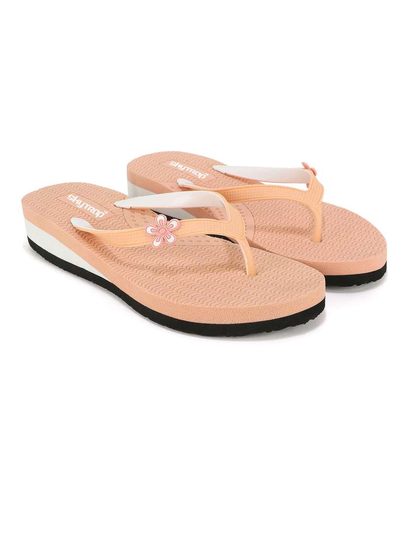 women peach open toe slippers - 21640321 -  Standard Image - 1