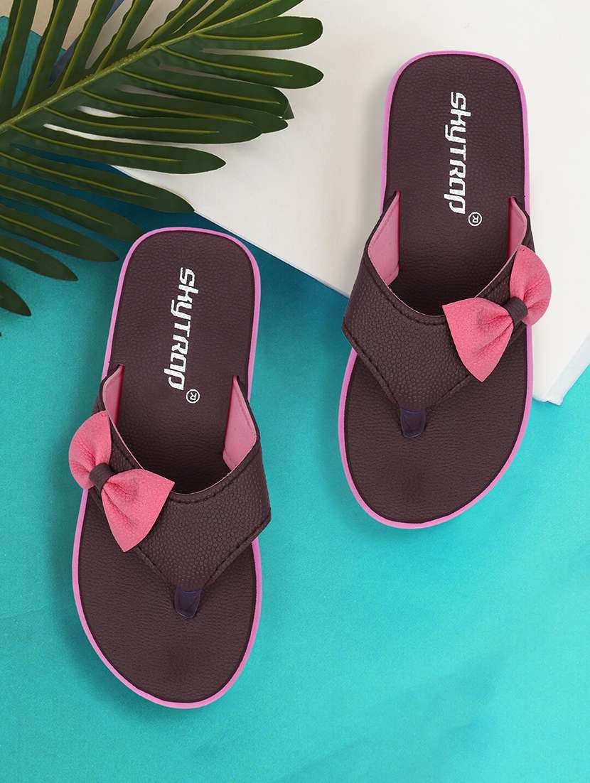 women burgundy open toe slippers - 21640341 -  Standard Image - 1