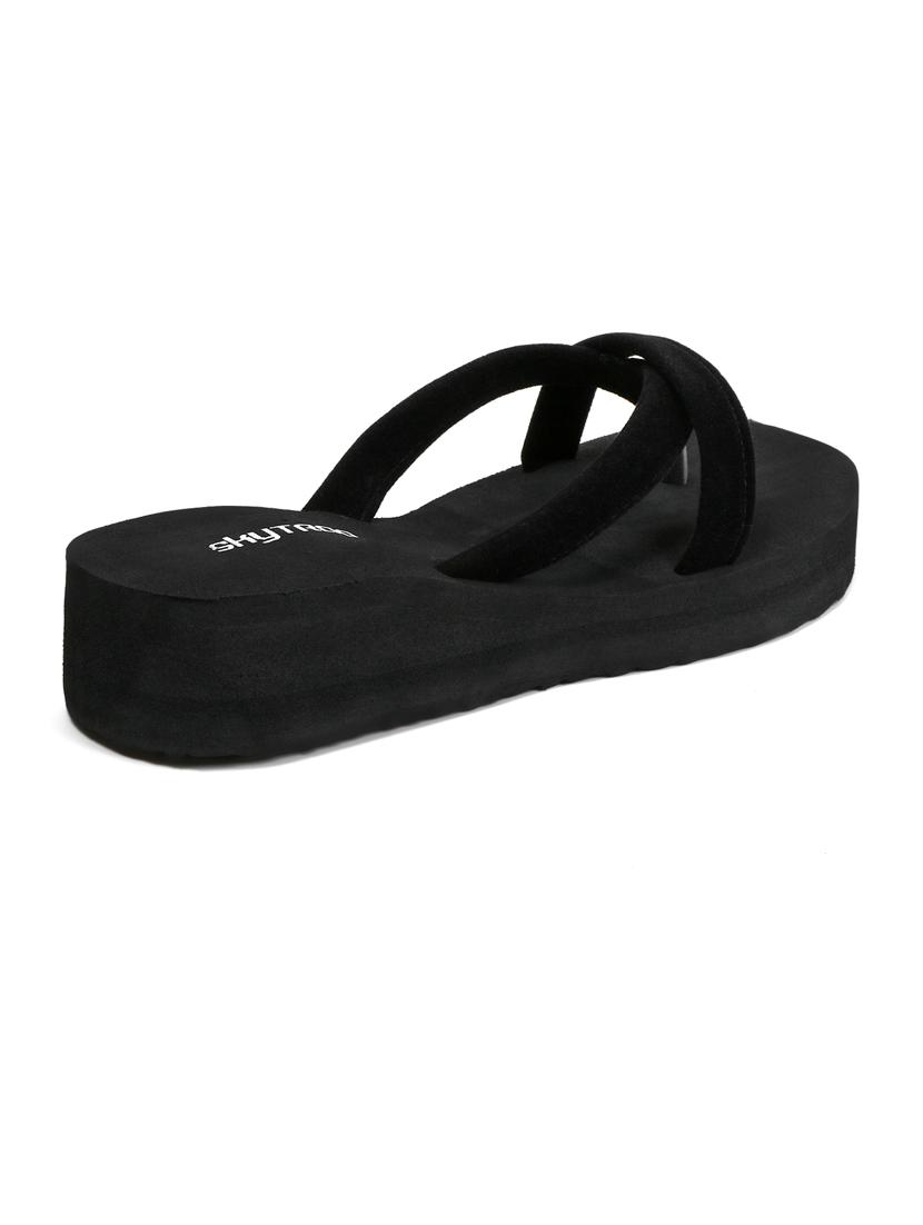 women black solid flip flops - 21640347 - Standard Image - 1