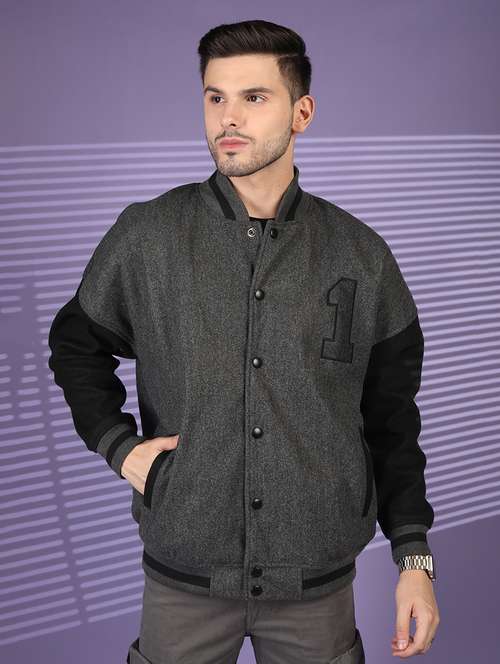 men color block varsity long sleeve casual jacket - 21640938 -  Standard Image - 0