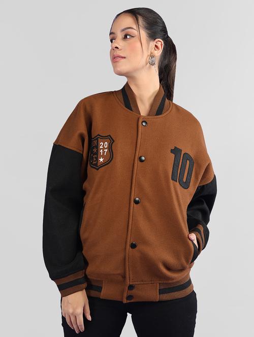 women oversized color block long sleeve varsity jacket  - 21640948 -  Standard Image - 0