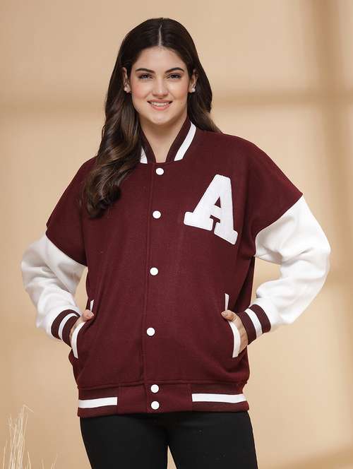 women oversized color block long sleeve varsity jacket  - 21640956 -  Standard Image - 0