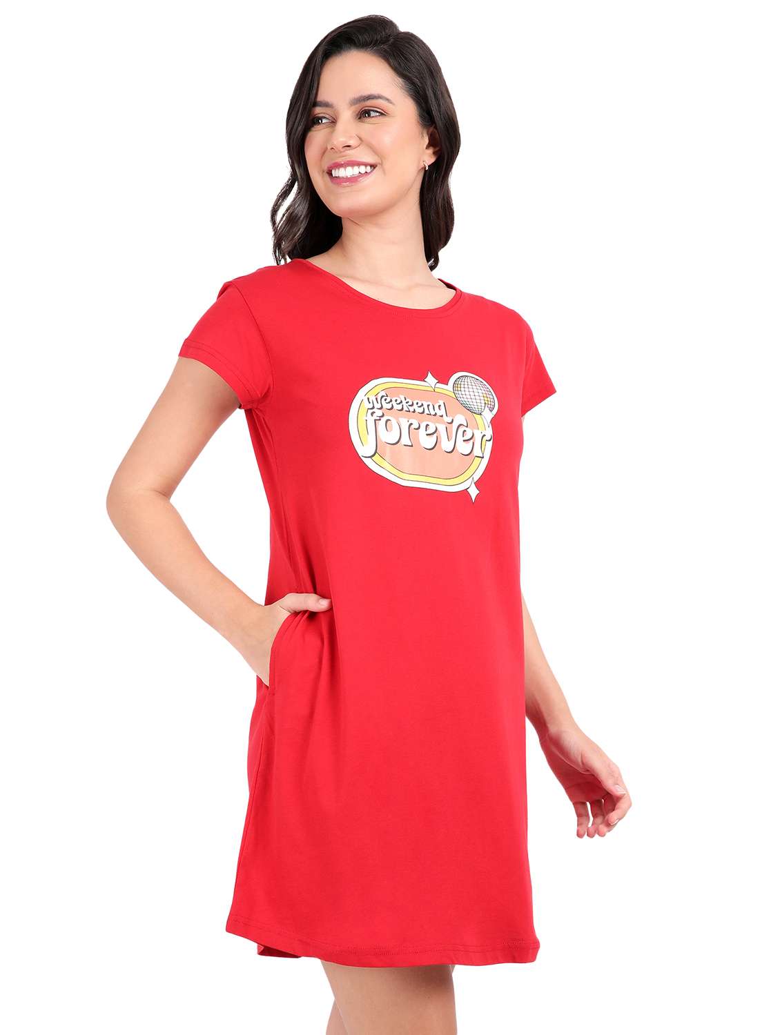 women solid short sleeve sleepshirt - 21641001 -  Standard Image - 1