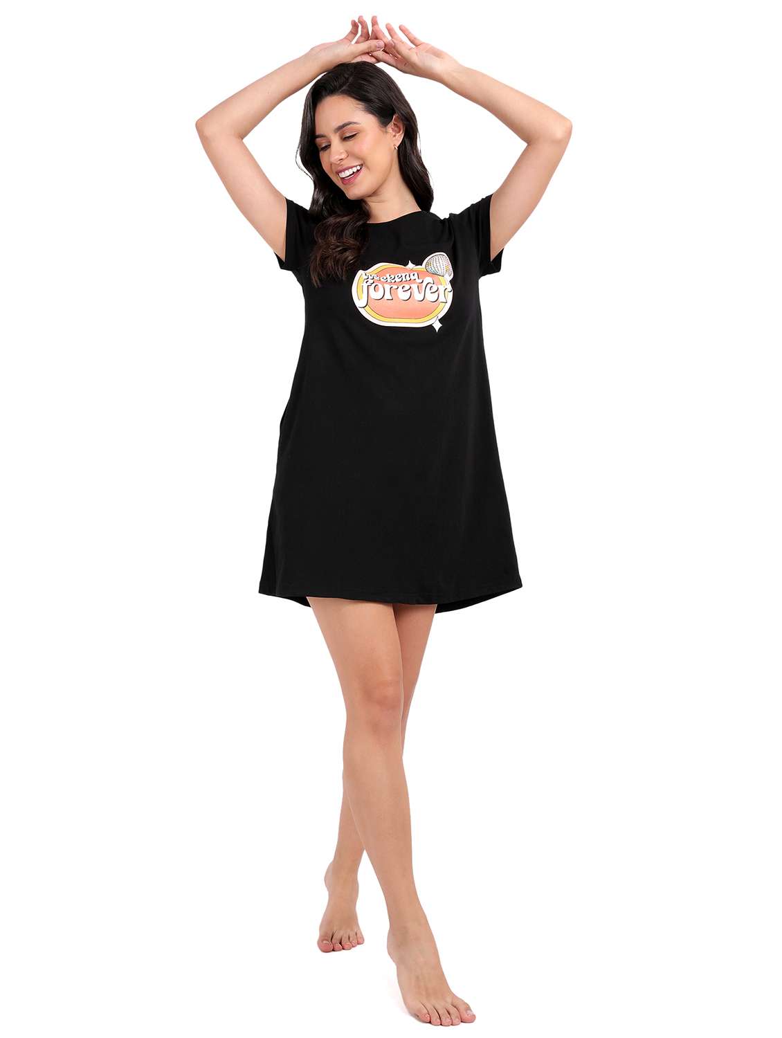 women solid short sleeve sleepshirt - 21641004 -  Standard Image - 4