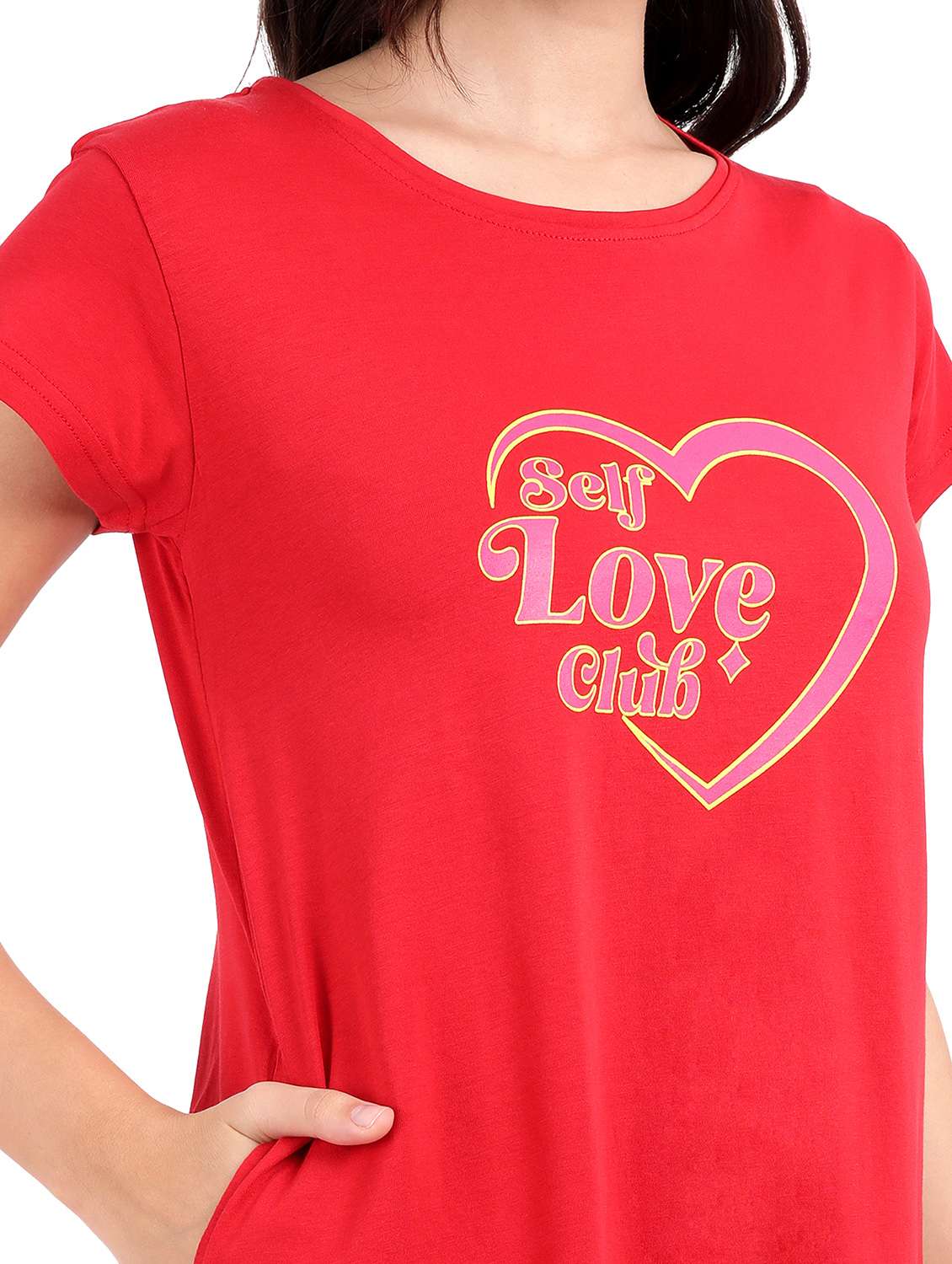 women red typography short sleeve nighty - 21641006 -  Standard Image - 6