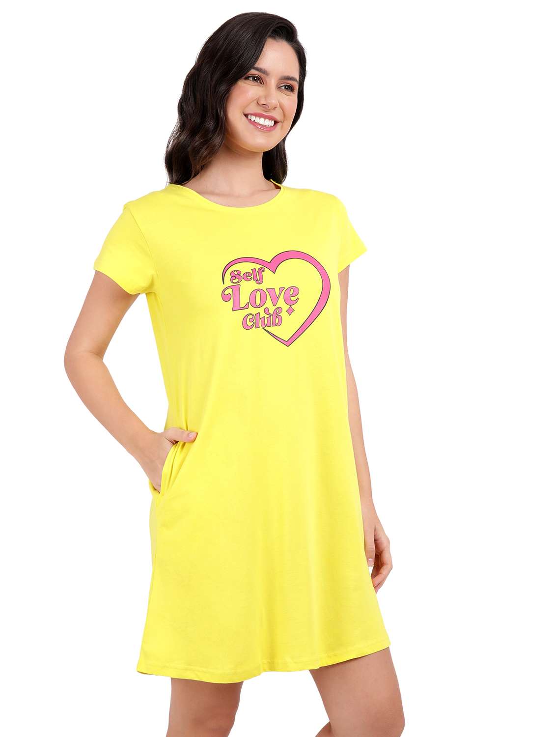 women red typography short sleeve nighty - 21641007 -  Standard Image - 1