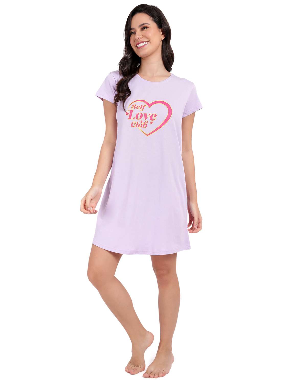 women red typography short sleeve nighty - 21641008 -  Standard Image - 4