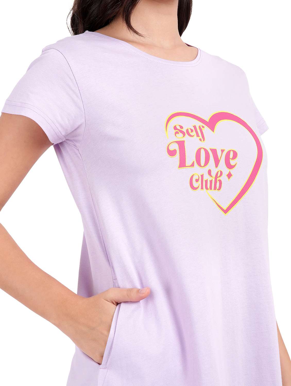 women red typography short sleeve nighty - 21641008 -  Standard Image - 6