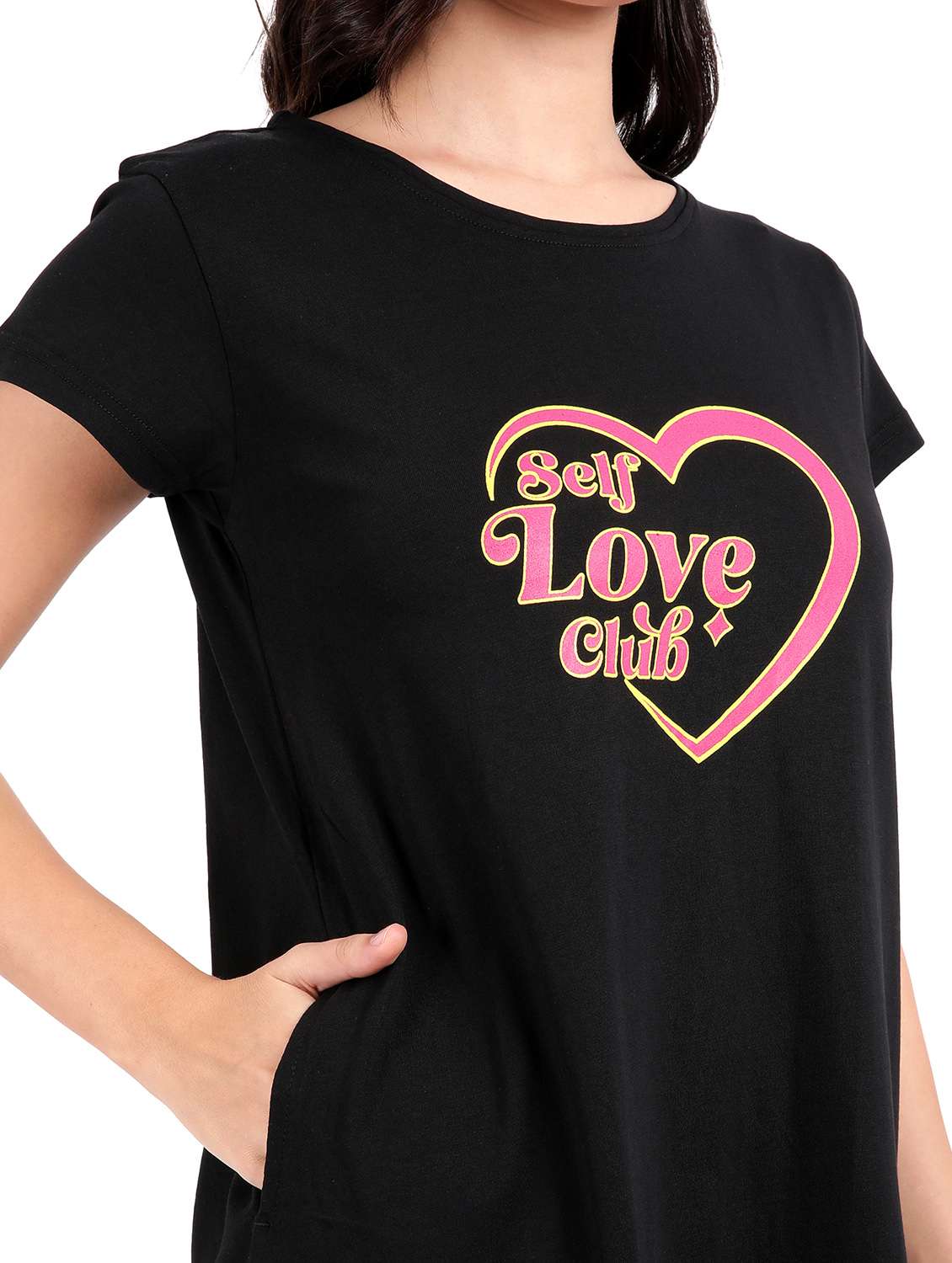 women red typography short sleeve nighty - 21641009 -  Standard Image - 6