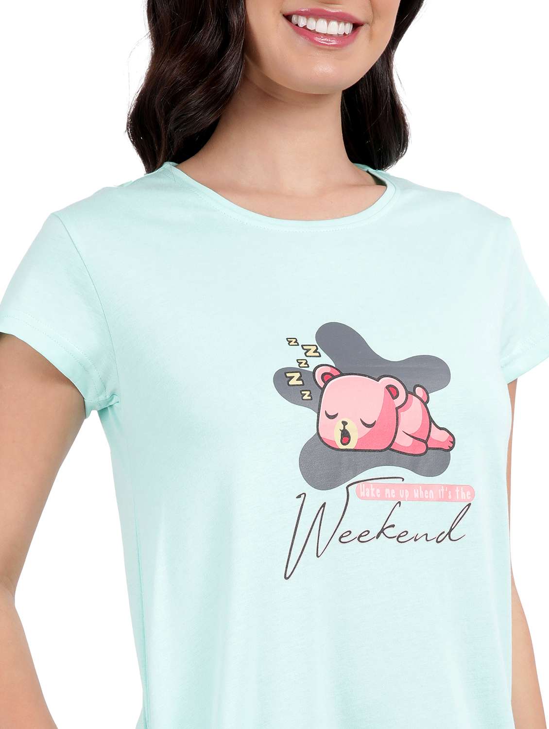 women front print short sleeves sleepshirt - 21641010 -  Standard Image - 6