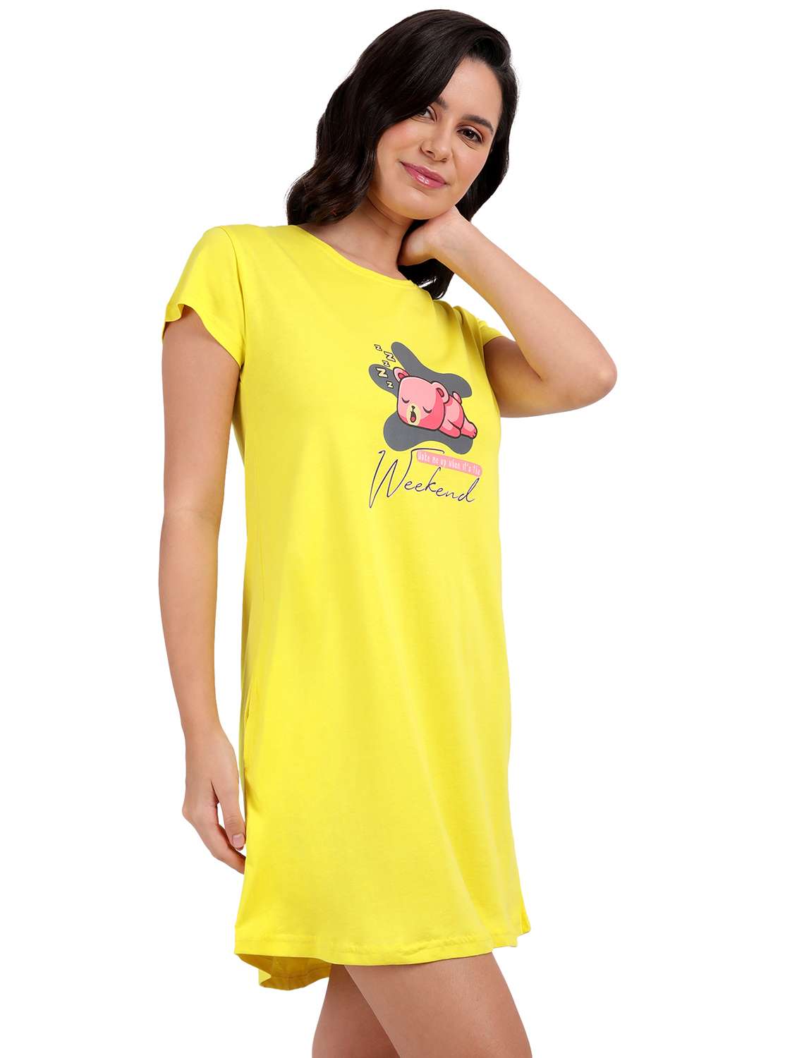 women chest print cotton sleepshirts - 21641012 -  Standard Image - 1