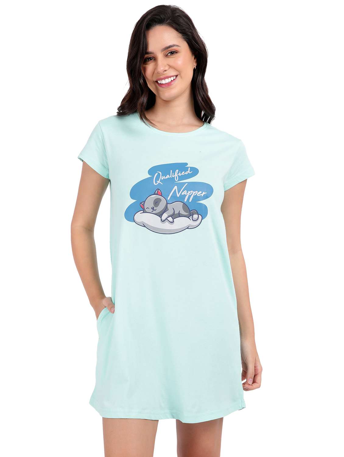 women chest print cotton sleepshirts