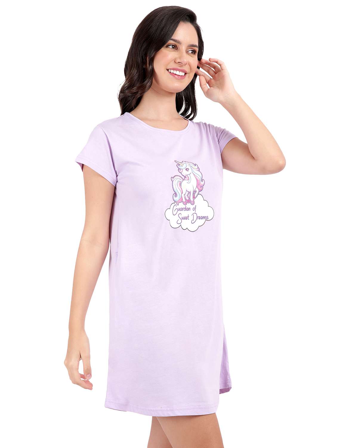 women printed short sleeves sleepshirt - 21641023 -  Standard Image - 1