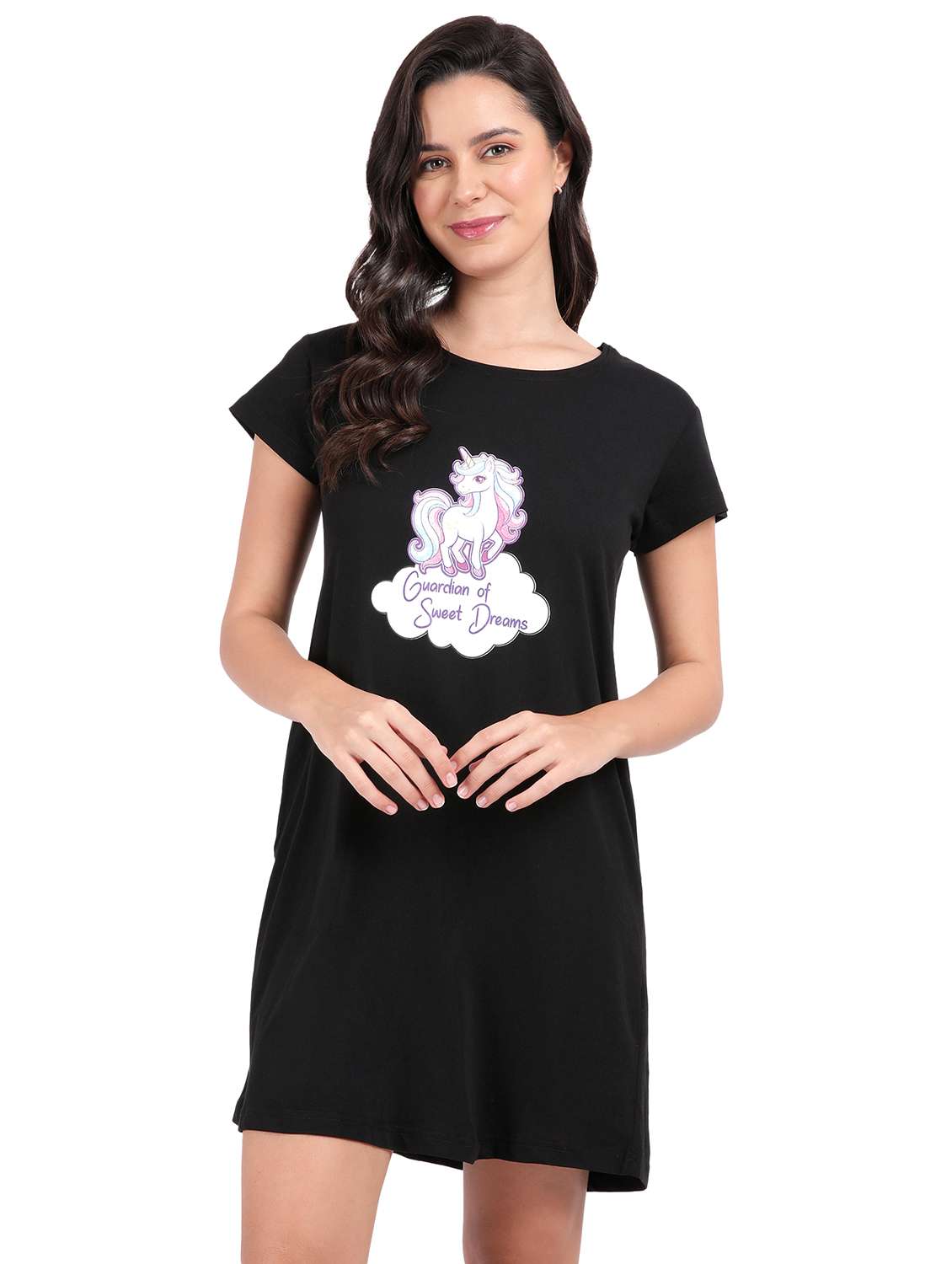 women printed short sleeves sleepshirt