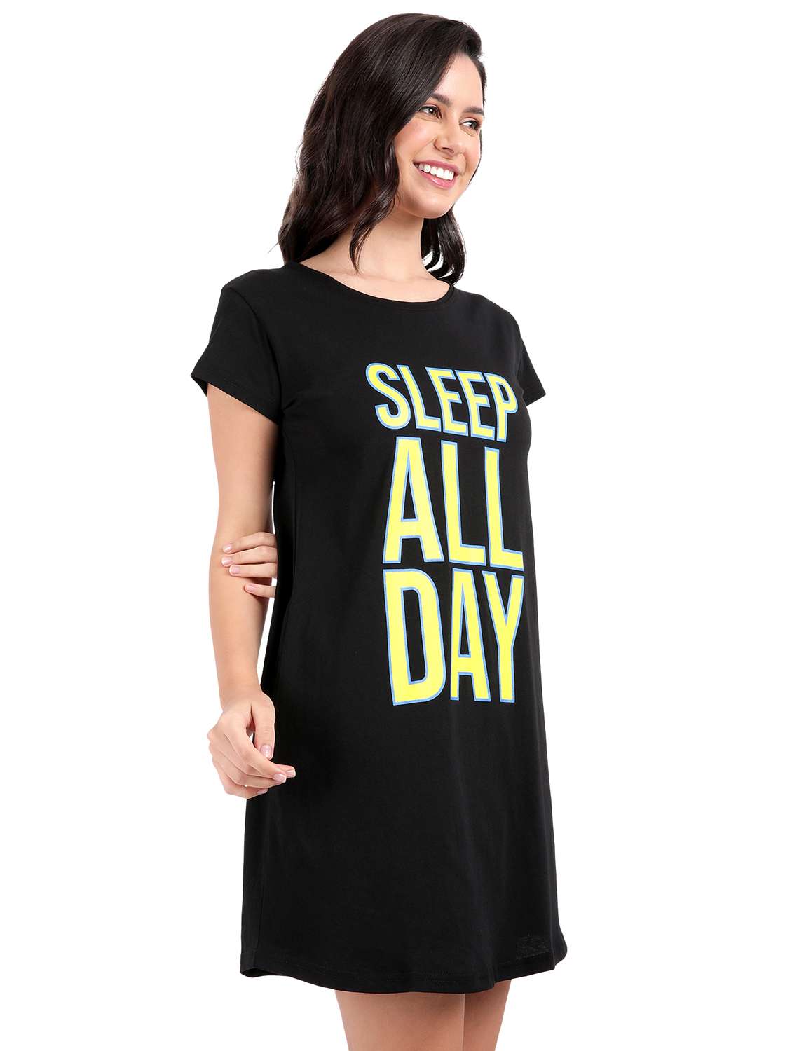 women printed short sleeves sleepshirt - 21641029 -  Standard Image - 1