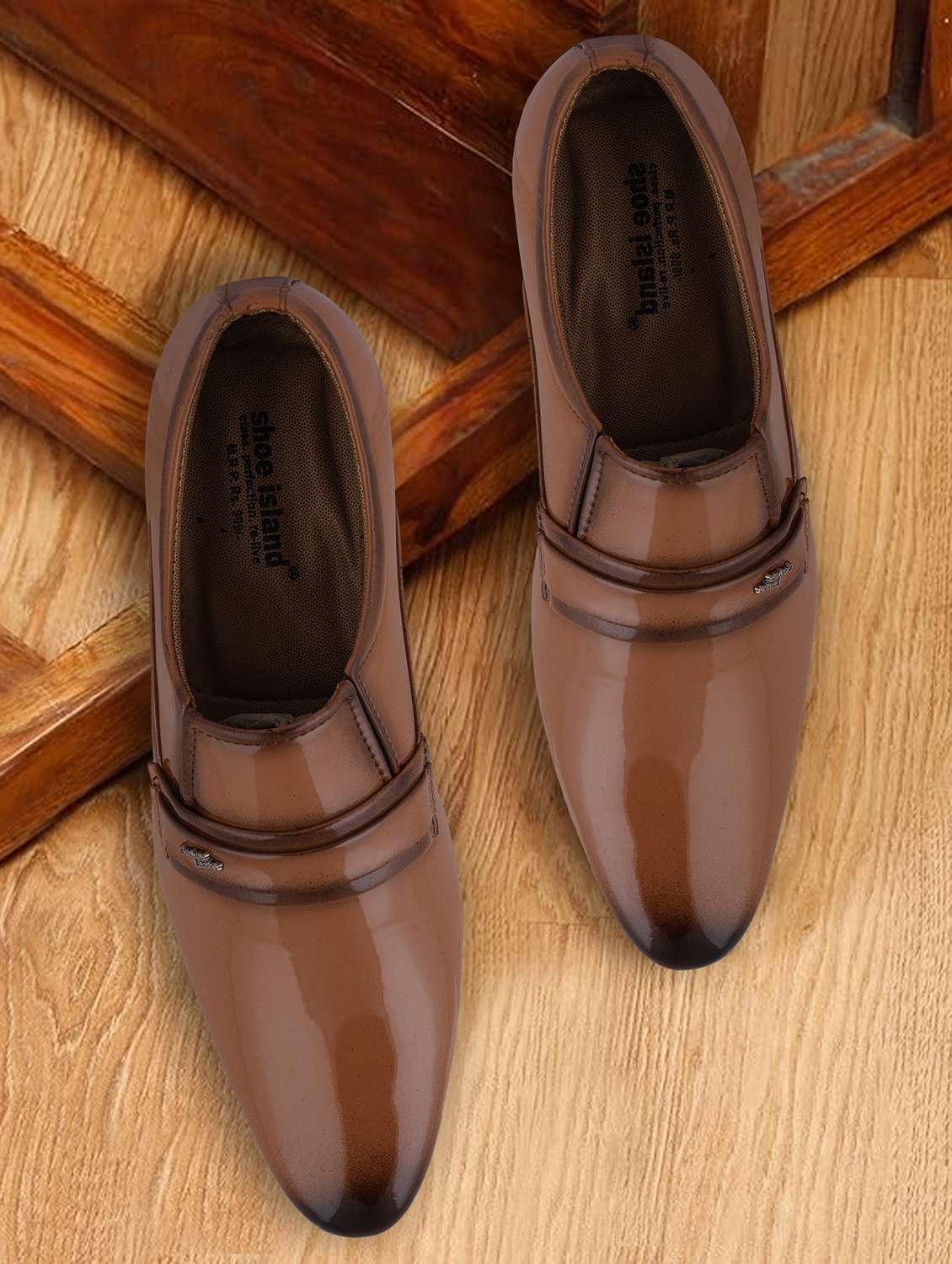 men brown slip on formal shoes - 21641096 - Zoom Image - 0