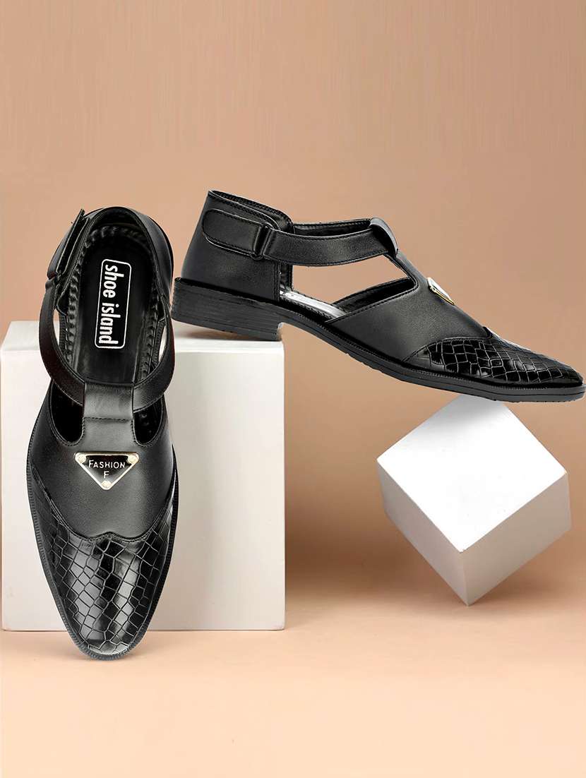men black back strap sandal - 21641097 -  Standard Image - 1