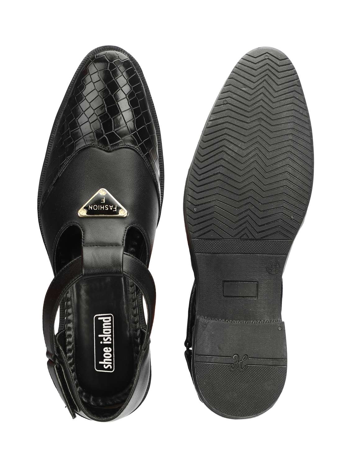 men black back strap sandal - 21641097 -  Standard Image - 6