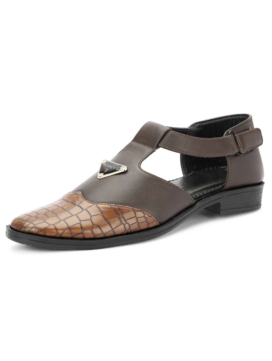 men brown back strap sandal - 21641098 -  Standard Image - 4