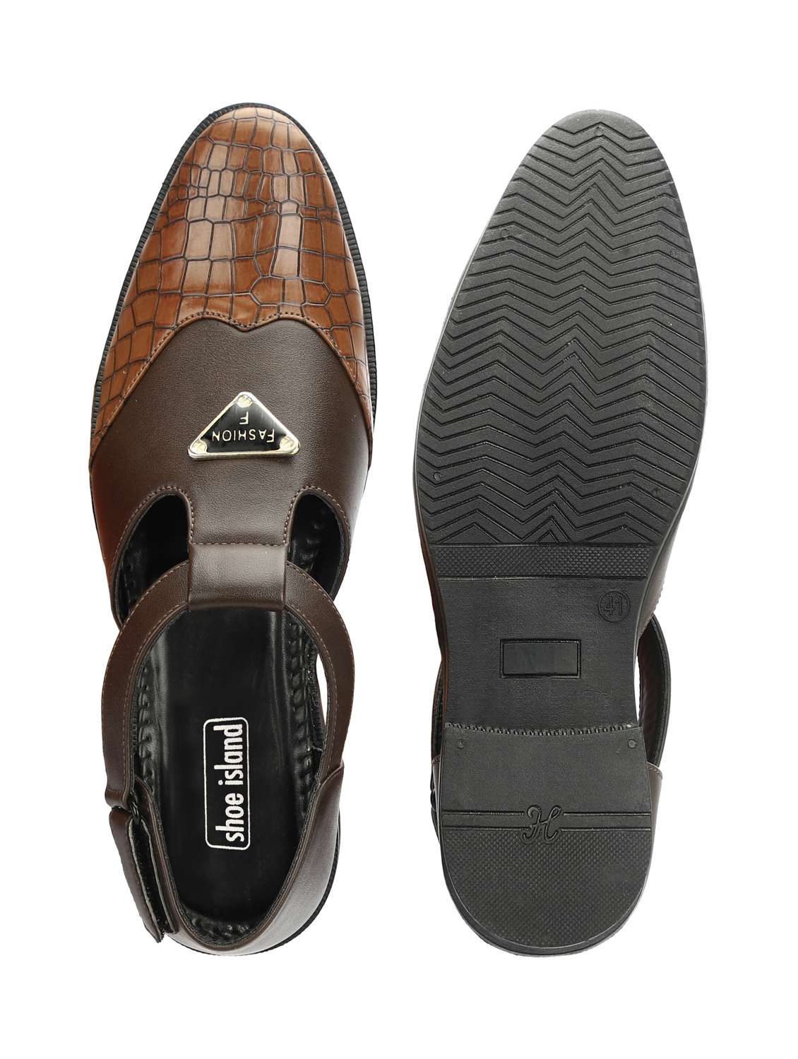 men brown back strap sandal - 21641098 -  Standard Image - 6