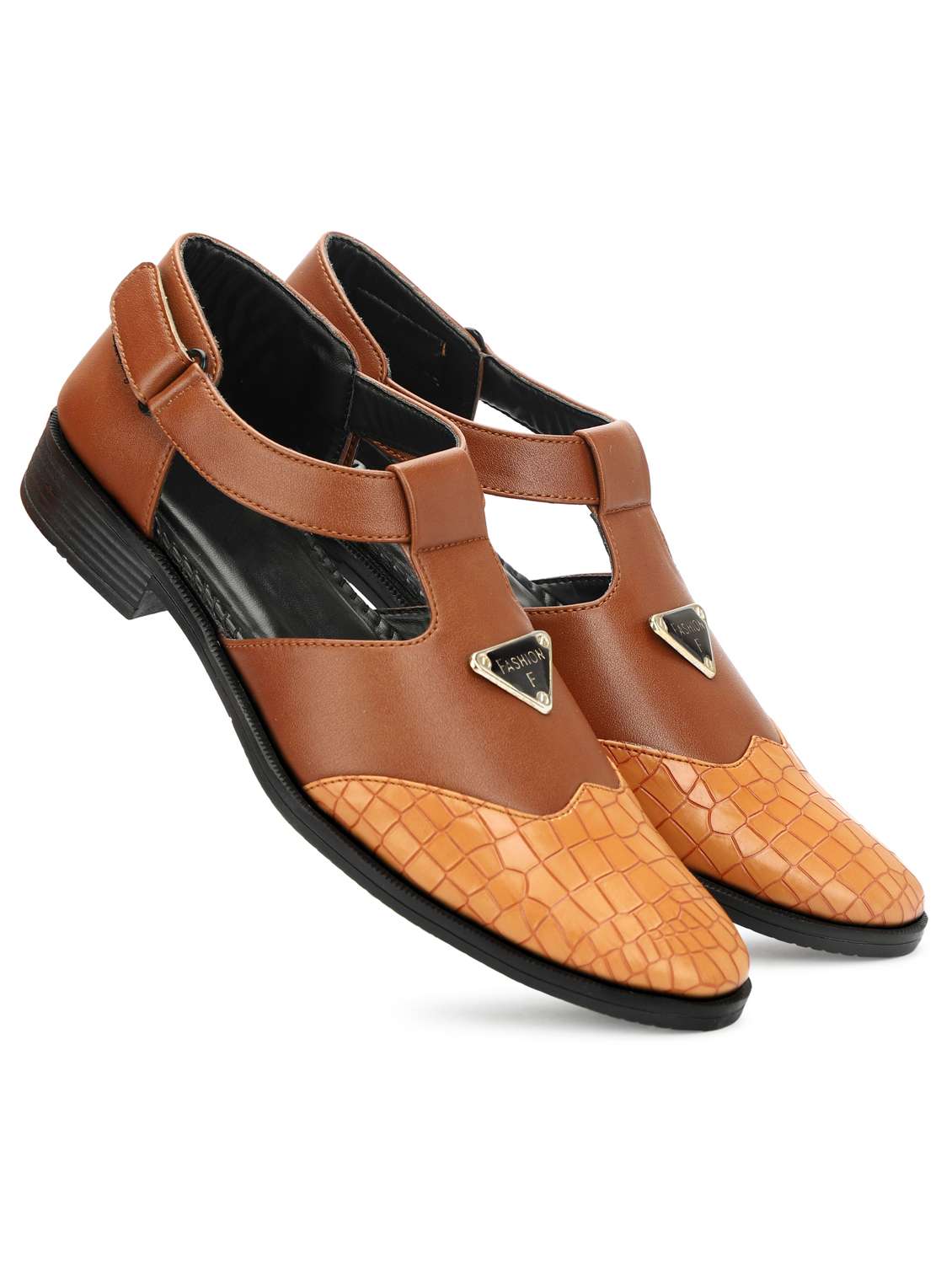 men tan back strap sandal - 21641099 -  Standard Image - 1