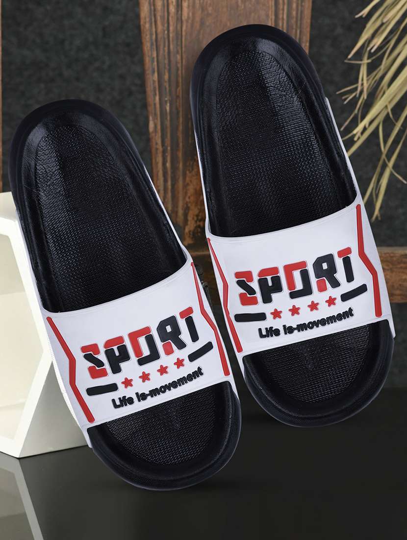 men printed slider flip flop - 21641113 - Standard Image - 1