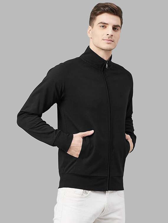 men solid long sleeve stand collar jacket - 21641174 -  Standard Image - 1