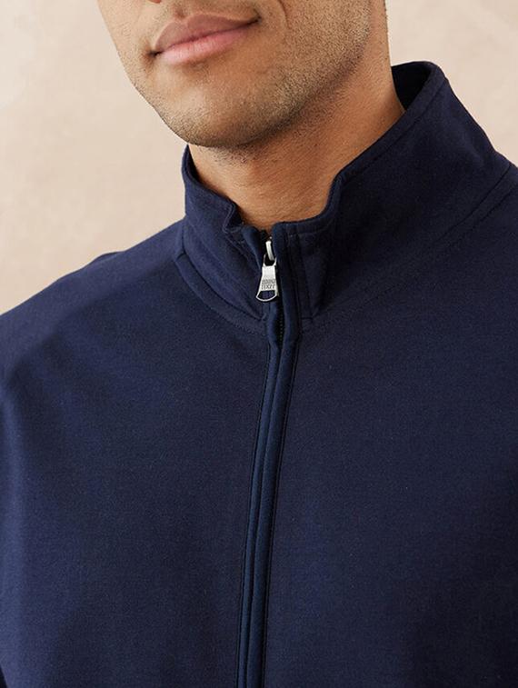 men solid long sleeve stand collar jacket - 21641175 - Standard Image - 4