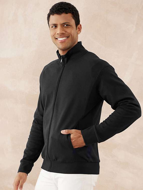 men solid long sleeve stand collar jacket - 21641176 -  Standard Image - 1