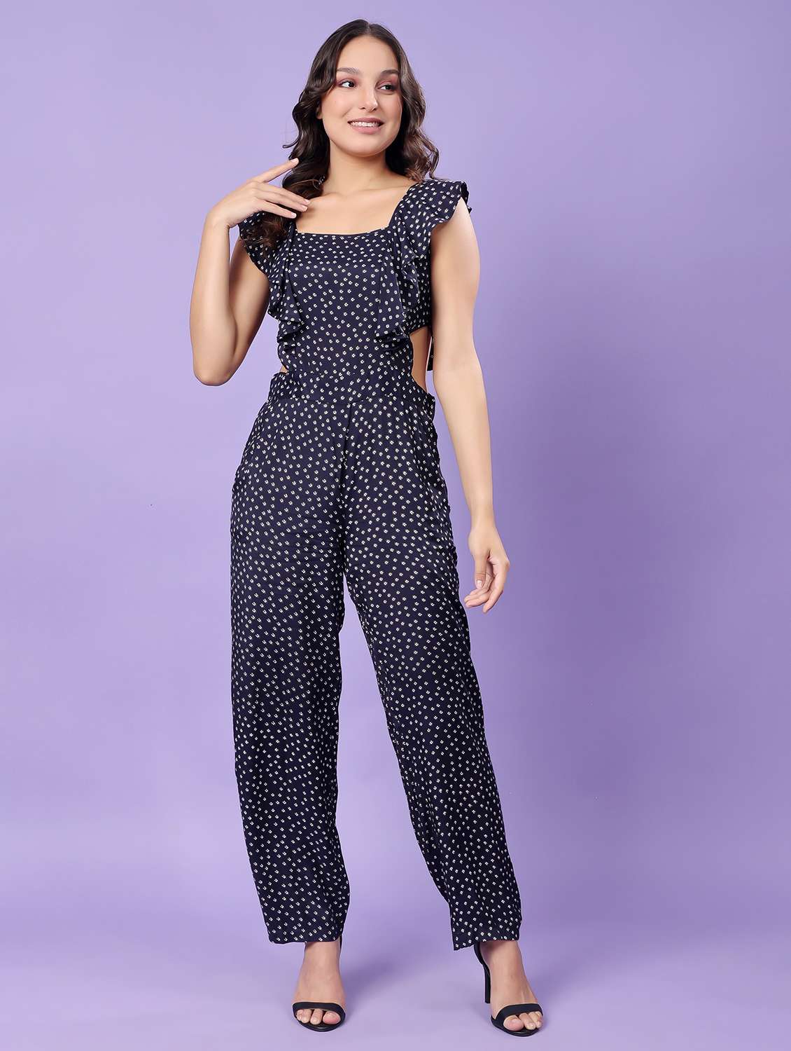 women printed full leg jumpsuit
