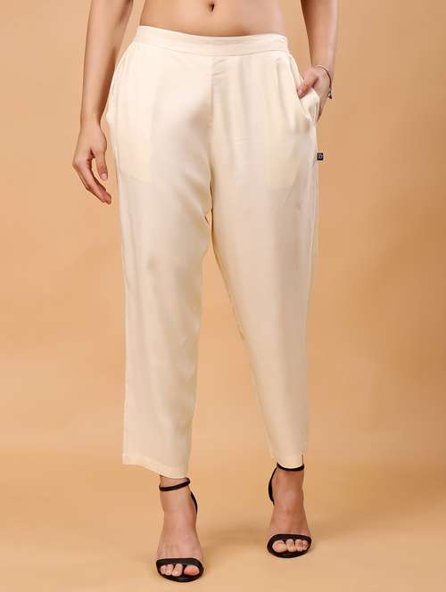 women solid flat front peg trousers - 21641204 - Standard Image - 0
