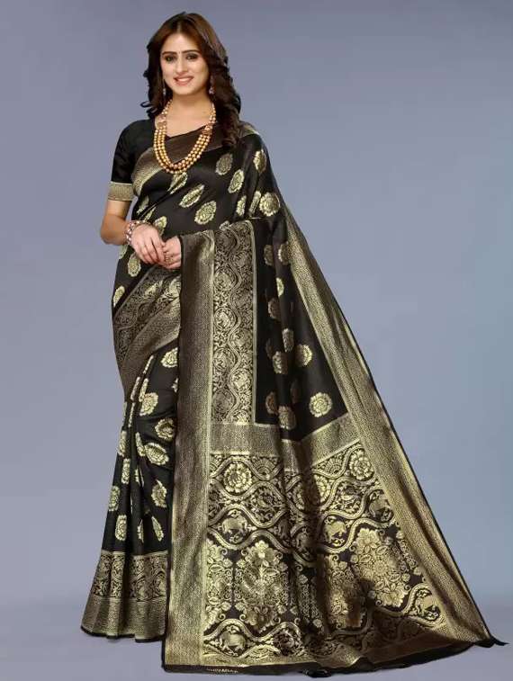 women self design banarasi saree with blouse