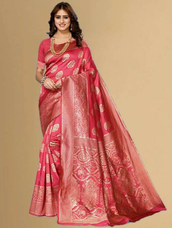 women self design banarasi saree with blouse
