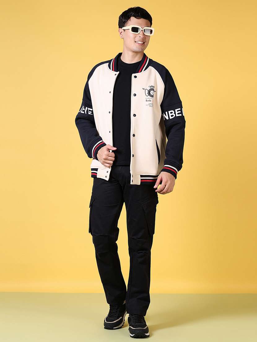 men color block long sleeve varsity jacket - 21641366 -  Standard Image - 4