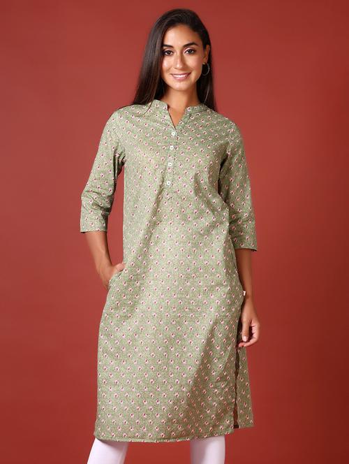 women three quarter sleeve straight kurta - 21641403 - Standard Image - 0