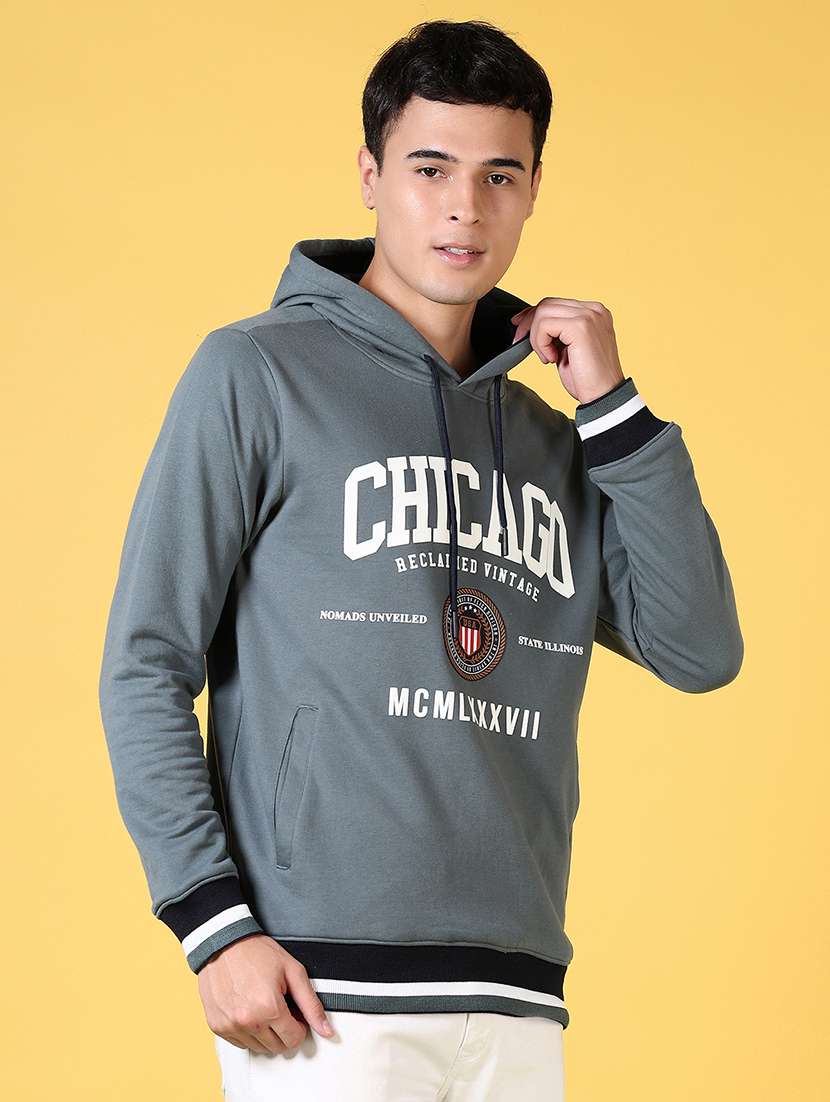 men front print long sleeve hooded sweatshirt - 21641411 -  Standard Image - 1