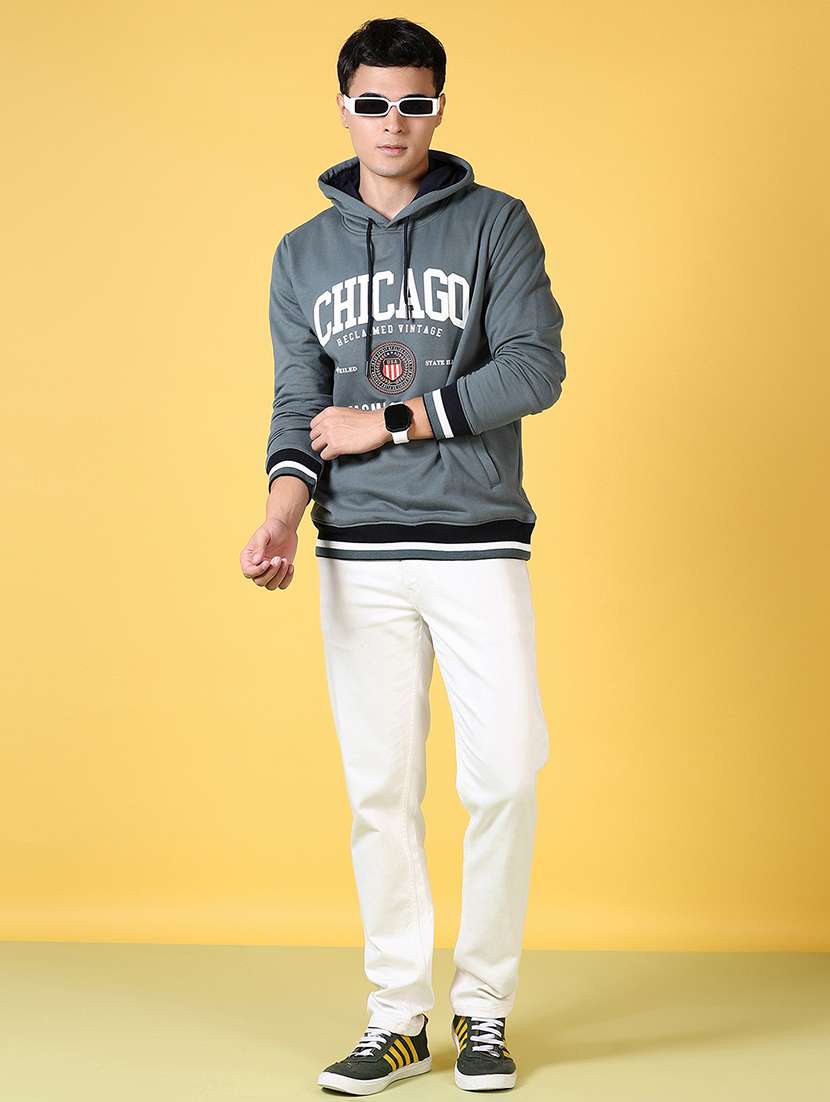 men front print long sleeve hooded sweatshirt - 21641411 -  Standard Image - 4