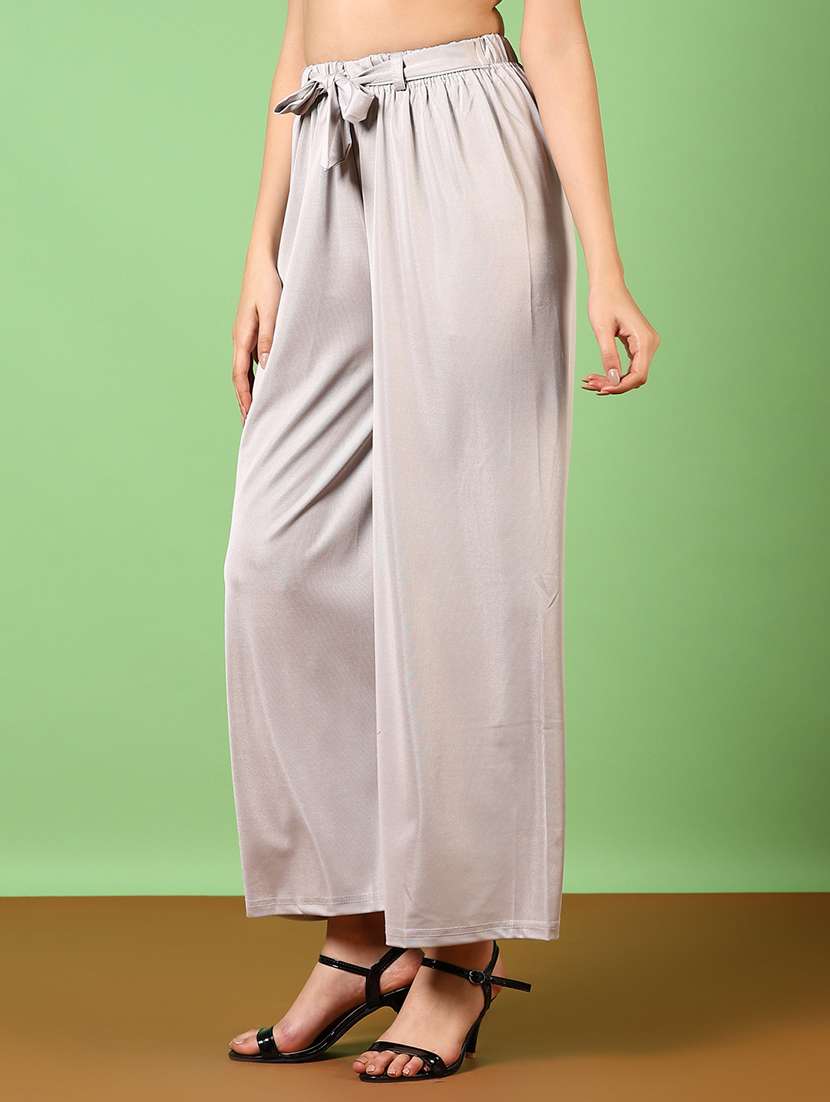 women solid high rise wide leg trouser - 21641420 -  Standard Image - 1