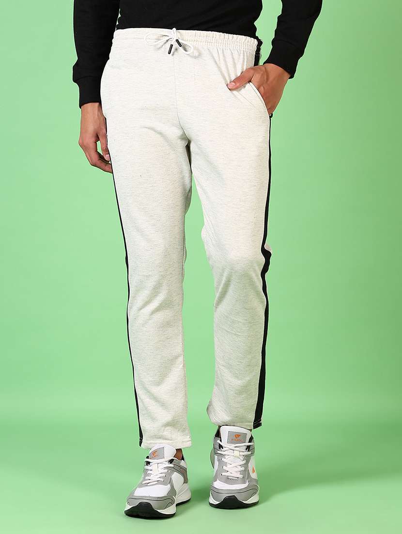 men mid rise side taped ankle length track pant