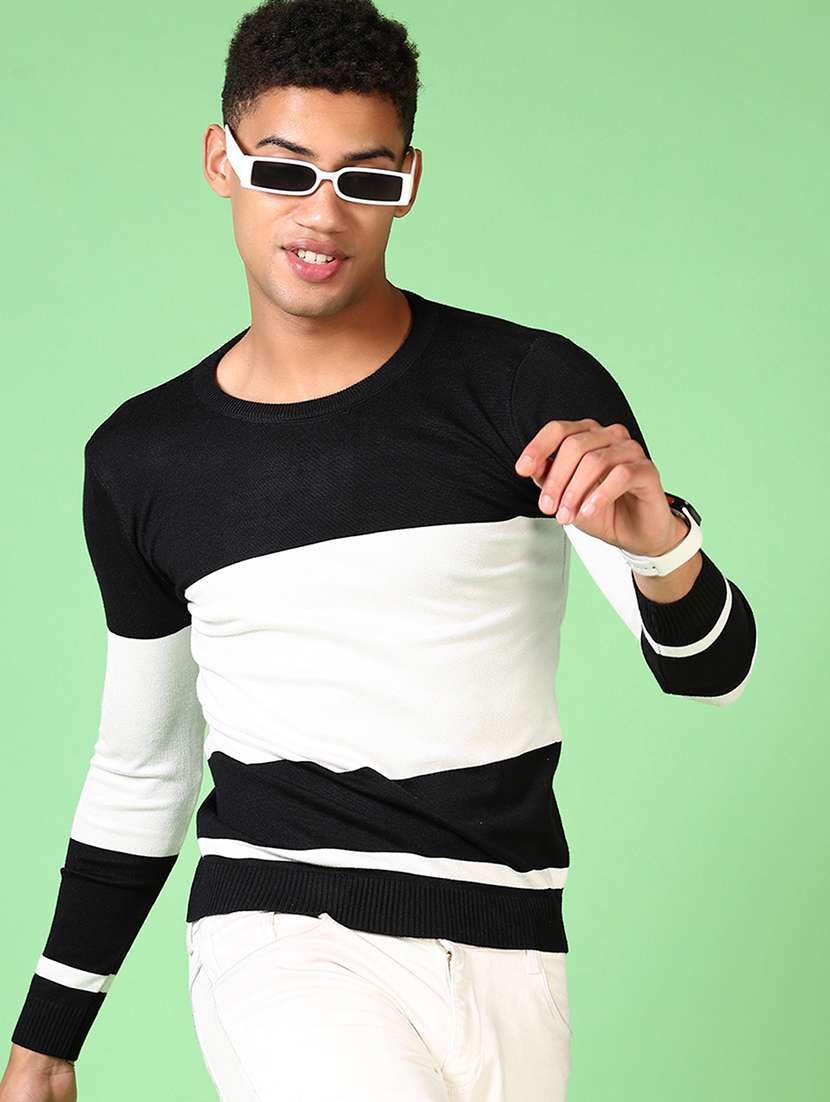 men long sleeves color block pullovers - 21641438 -  Standard Image - 1