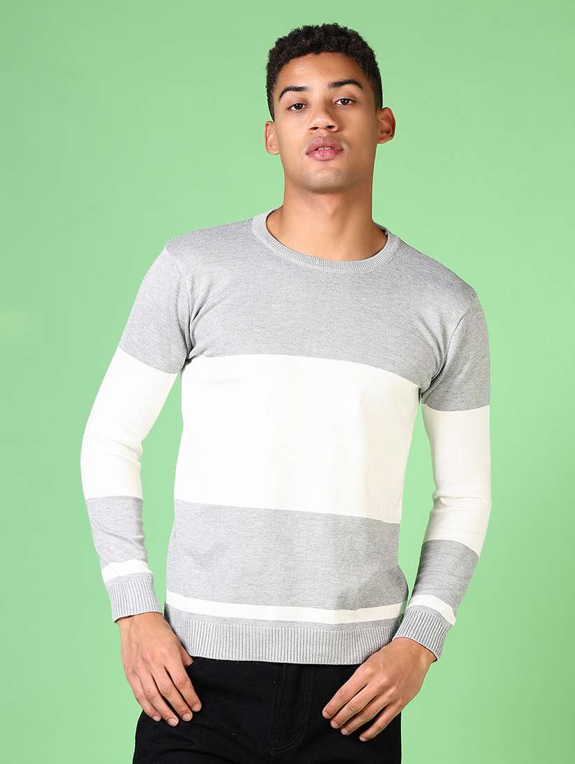 men long sleeves color block pullovers