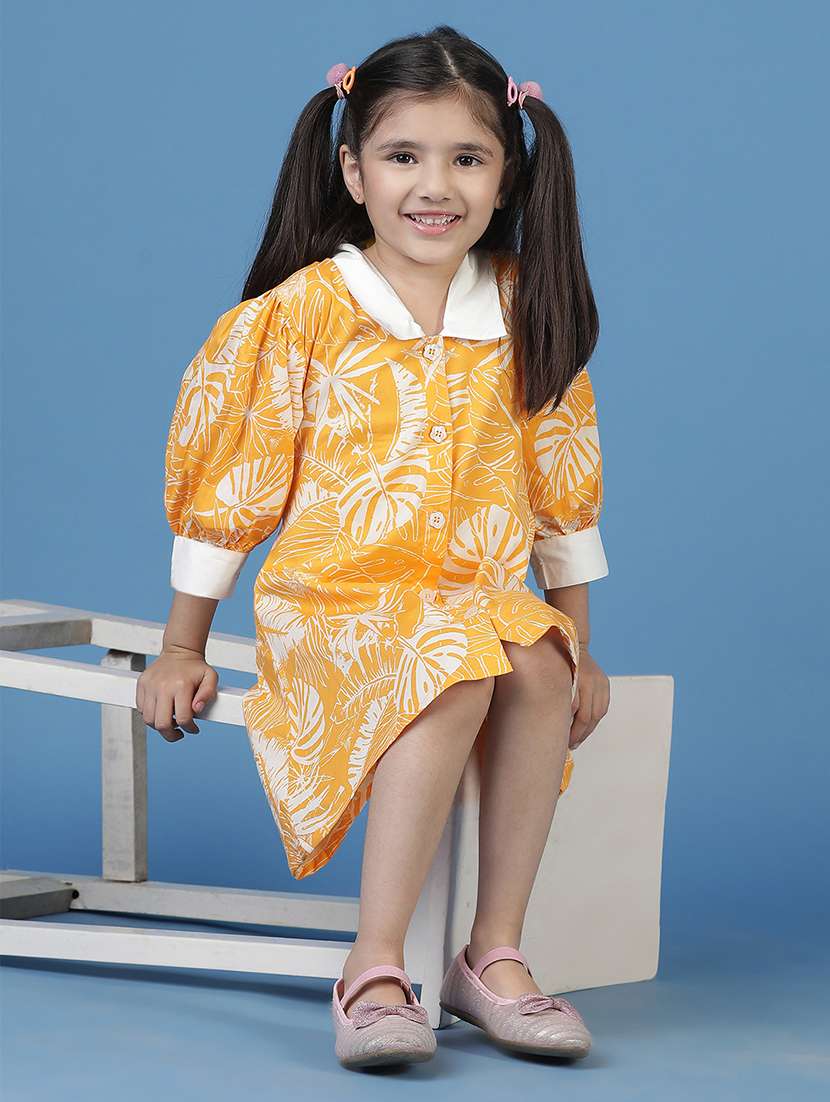 girls yellow printed a-line dress - 21641960 -  Standard Image - 1