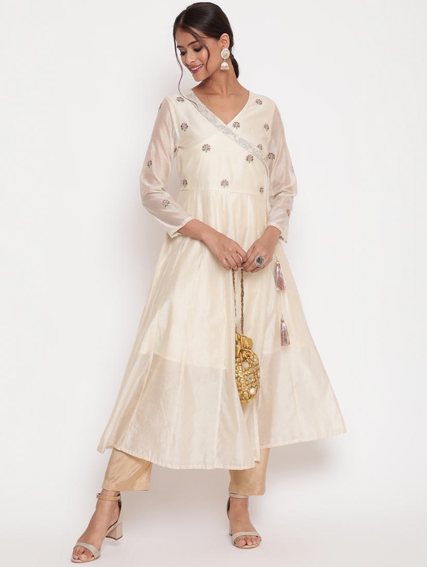 women embroidered three quarter sleeve anarkali kurta - 21642040 - Zoom Image - 0